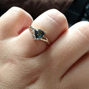 10k yellow gold mystic topaz cz ring